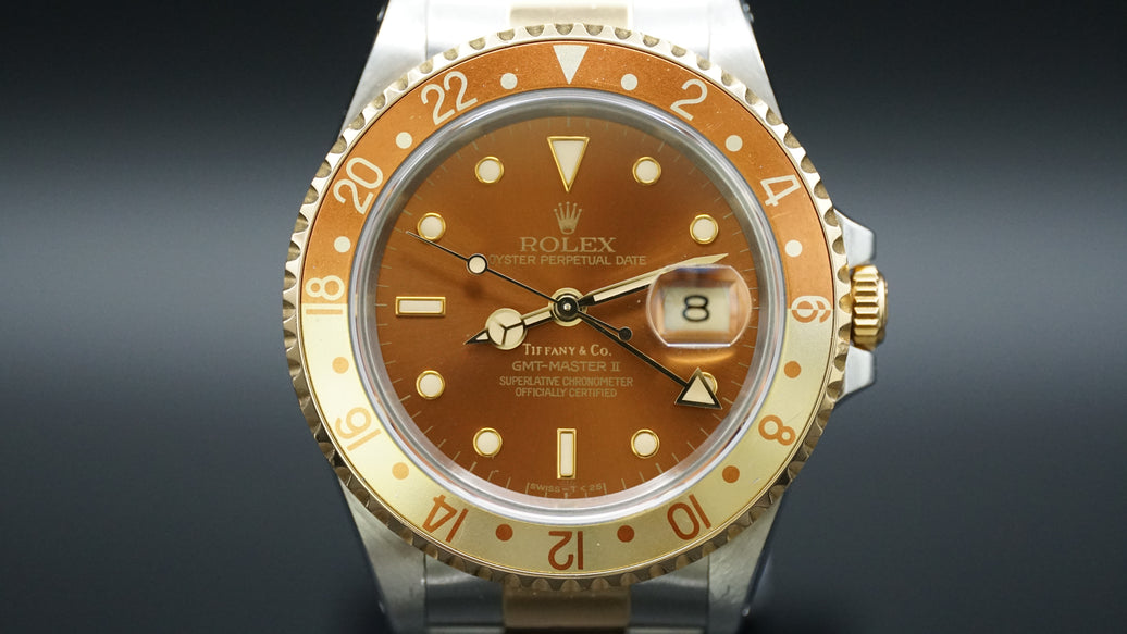 *Tiffany Stamped* 1991 Rolex GMT-Master II "Rootbeer" 16713 40mm