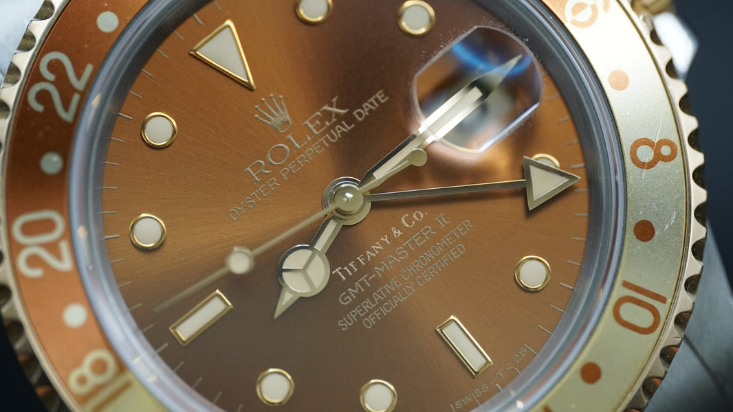 image *Tiffany Stamped* 1991 Rolex GMT-Master II "Rootbeer" 16713 40mm